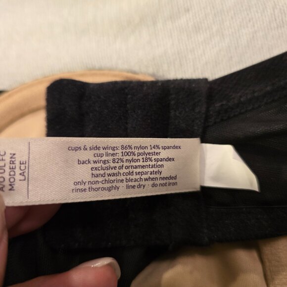 Cacique 40C Black Sheer Floral Modern Lace Bra UL FC GUC SO Pretty Nude - Picture 11 of 11